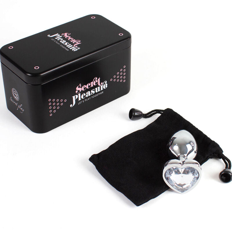 Secret play - butt plug in metallo cuore in cristallo trasparente misura piccola 7 cm