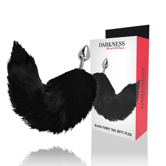 Darkness black tail butt plug silver 8cm