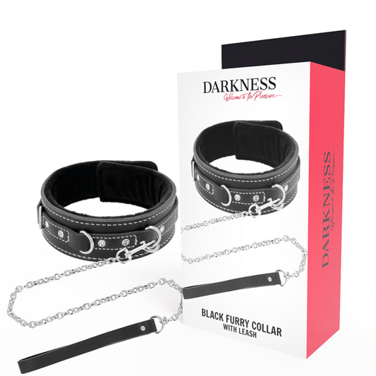 Collare Darkness black furry con catena