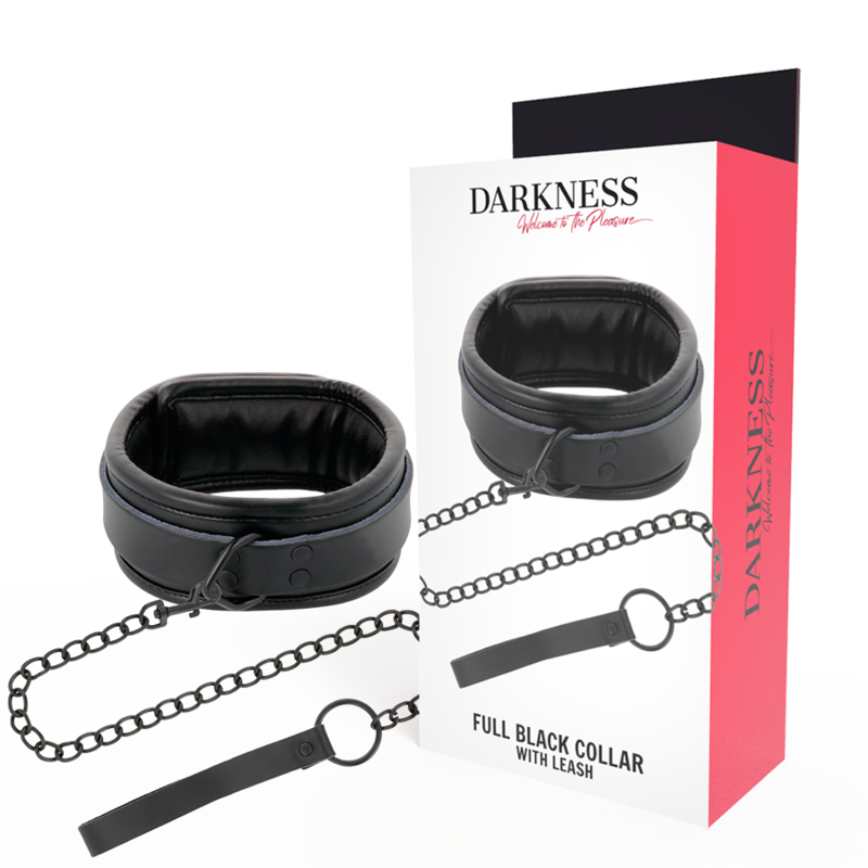Darkness full black collar with leash