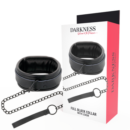 Darkness full black collar with leash