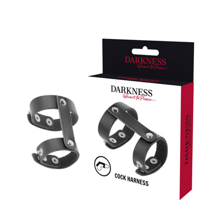 Darkness adjustable leather penis and testicles ring