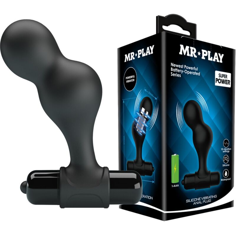 Mr play - plug anal vibrant en silicone noir