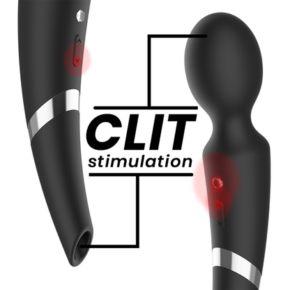 Black&silver - beck wand e onde stimolanti in silicone 2 in 1
