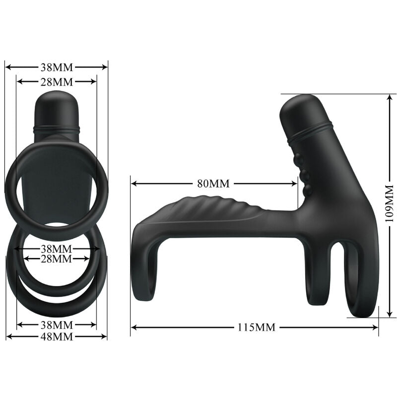Anello vibrante multifunzione Pretty love vibrating penis sling nero