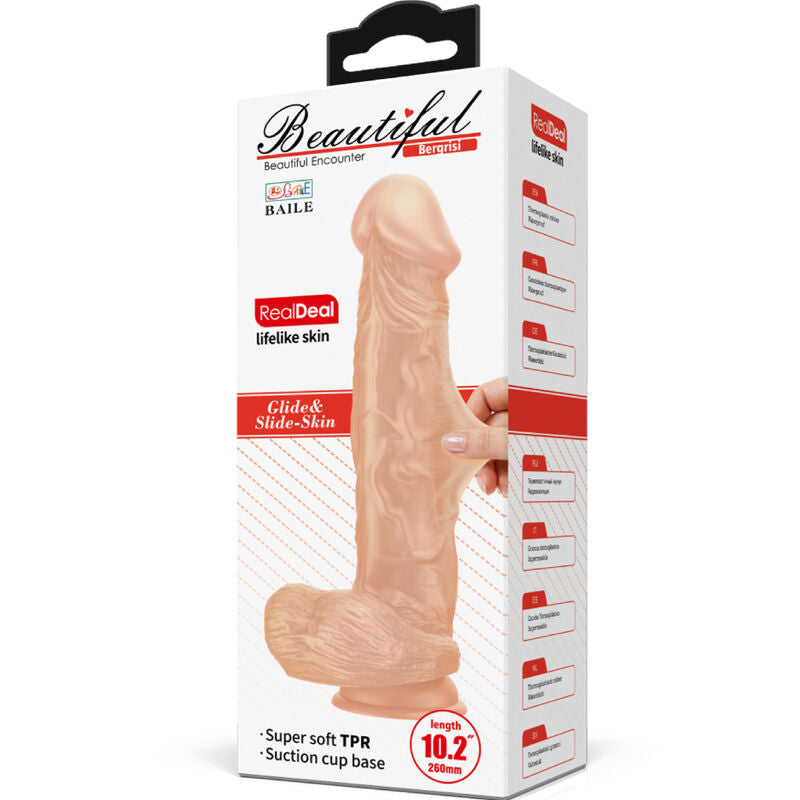 Bellissimo incontro bergrisi dildo realistico e flessibile 26 cm - carne