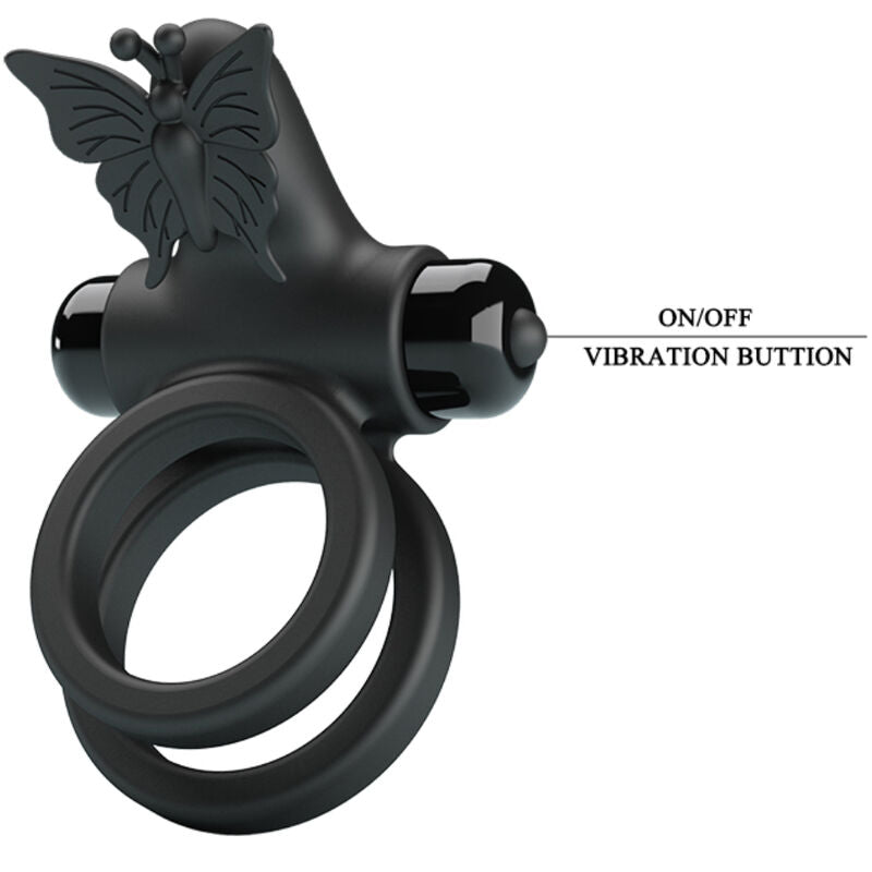 Pretty love - vibratore a doppio anello con stimolatore nero