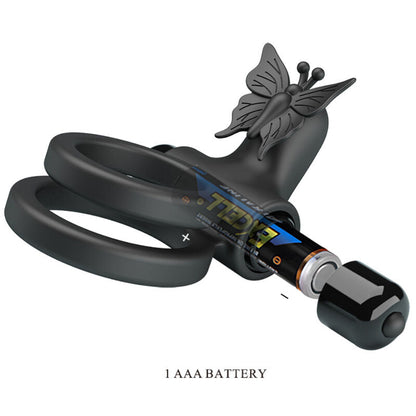 Pretty love - vibratore a doppio anello con stimolatore nero