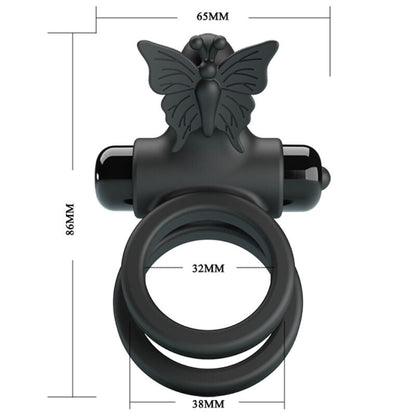 Pretty love - vibratore a doppio anello con stimolatore nero