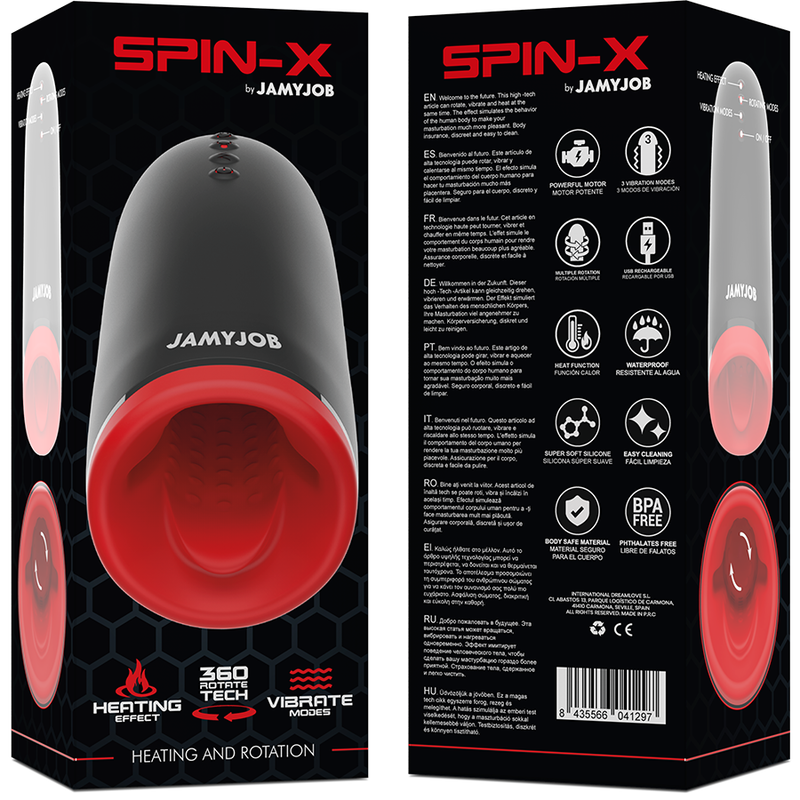 Jamyjob - masturbatore riscaldante e rotante spin-x