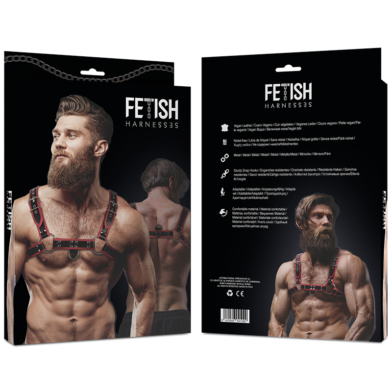 Atteggiamento fetish sottomesso - arn s eco-skin petto uomo nero/rosso