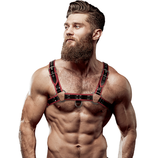 Atteggiamento fetish sottomesso - arn s eco-skin petto uomo nero/rosso