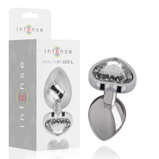 Intense - plug anale in metallo alluminio cuore bianco taglia l