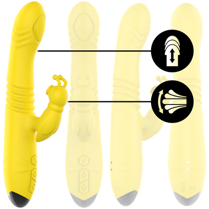 Vibromasseur lapin multi-usage Intense fun Toki jaune up & down