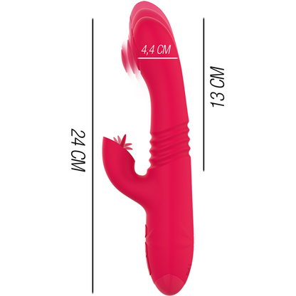 Vibromasseur lapin multi-usages Intense Fun Dua rouge haut et bas