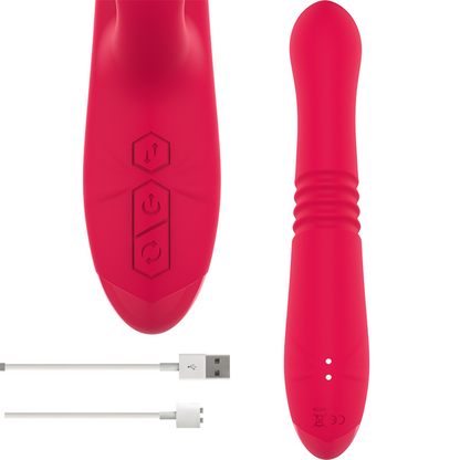 Vibromasseur lapin multi-usages Intense Fun Dua rouge haut et bas