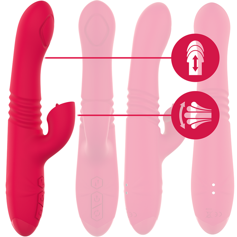 Vibromasseur lapin multi-usages Intense Fun Dua rouge haut et bas