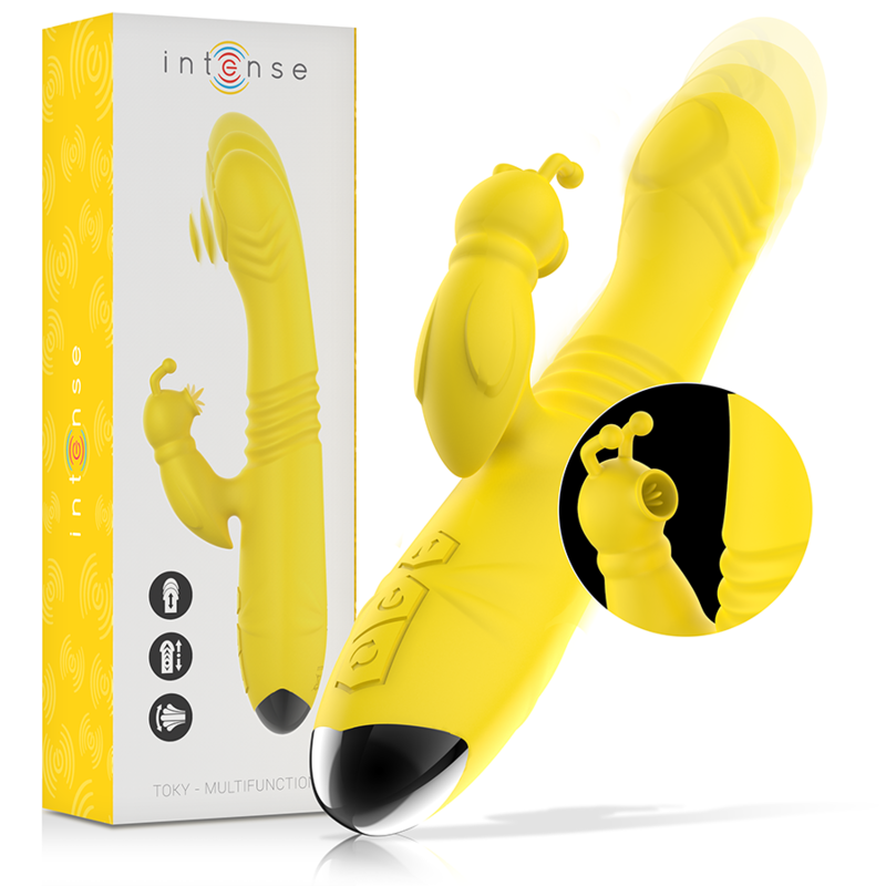 Vibromasseur lapin multi-usage Intense fun Toki jaune up & down