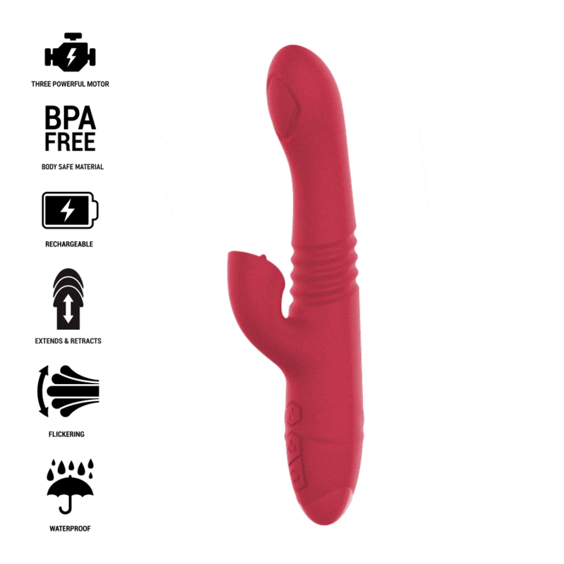 Vibromasseur lapin multi-usages Intense Fun Dua rouge haut et bas