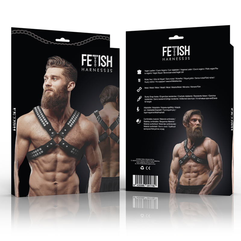 Fetish submissive attitude - arnés ecopiel pecho cruzado con remaches hombre