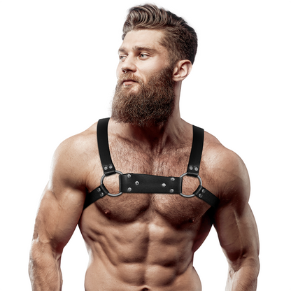 Attitude fétichiste soumise - harnais bulldog cuir vegan poitrine homme taille m/l