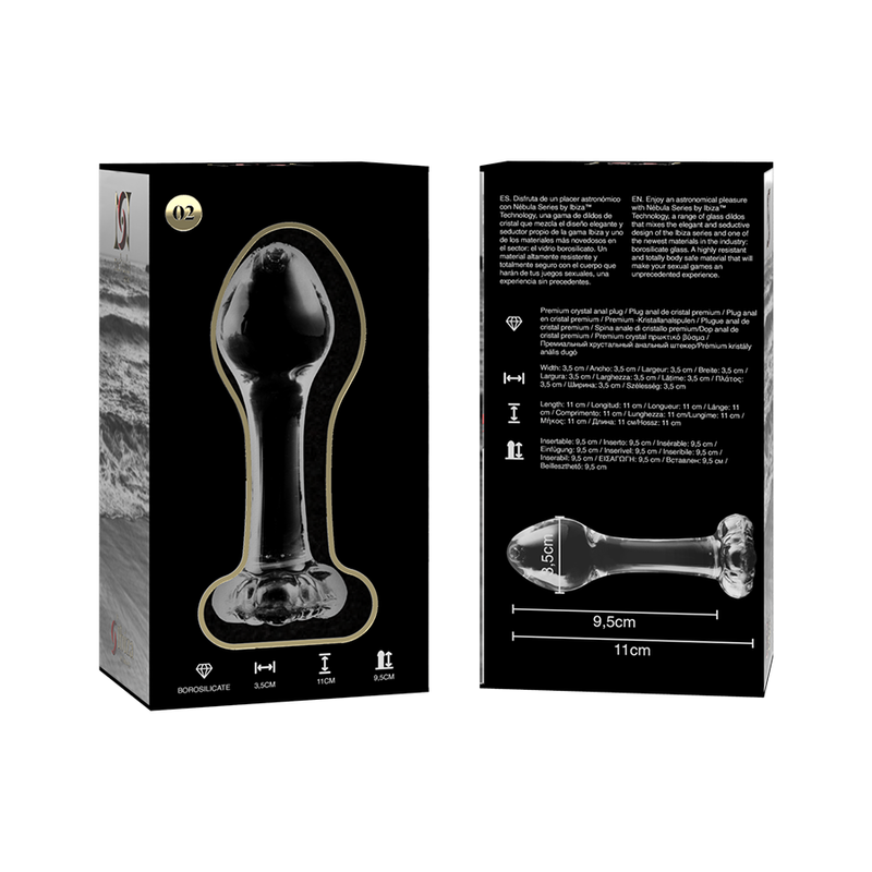 Nebula series by ibiza - modello 2 plug anale vetro borosilicato trasparente 11 cm -o- 3.5 cm