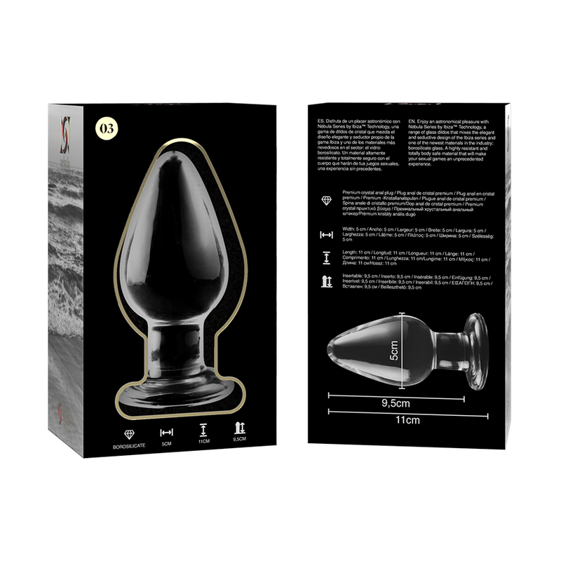 Nebula series by ibiza - modello 3 plug anale vetro borosilicato trasparente 11 cm -o- 5 cm