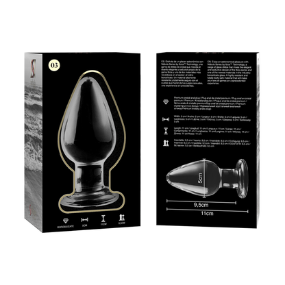 Nebula series by ibiza - modello 3 plug anale vetro borosilicato trasparente 11 cm -o- 5 cm