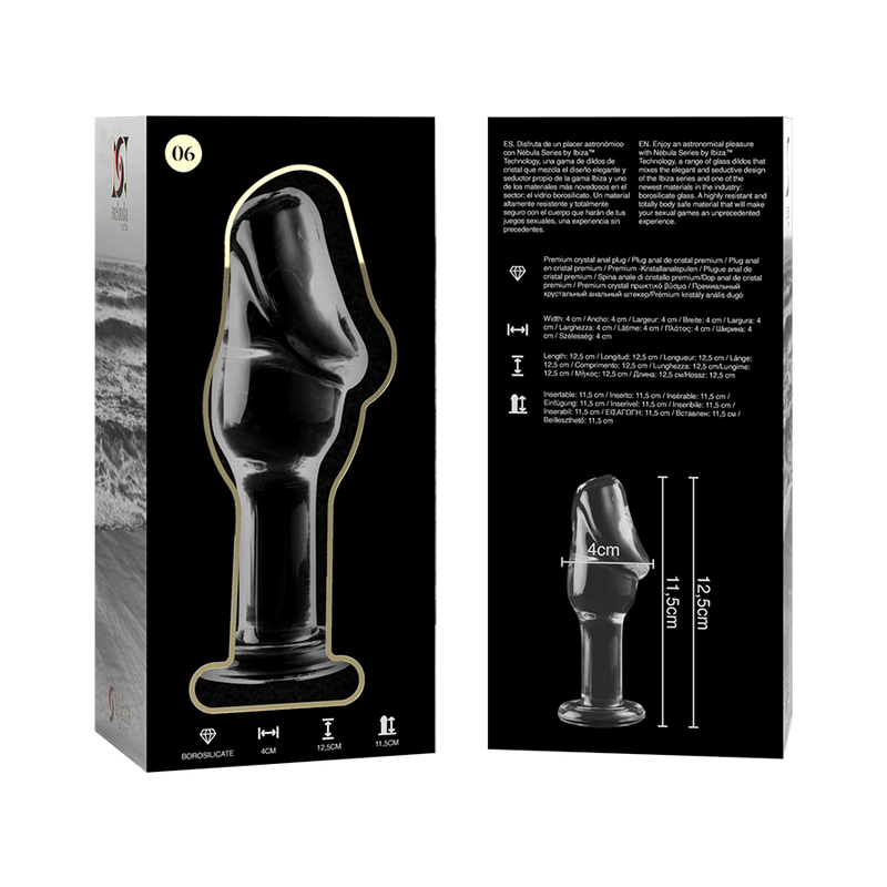 Nebula series by ibiza - modello 6 plug anale vetro borosilicato trasparente 12.5 cm -o- 4 cm