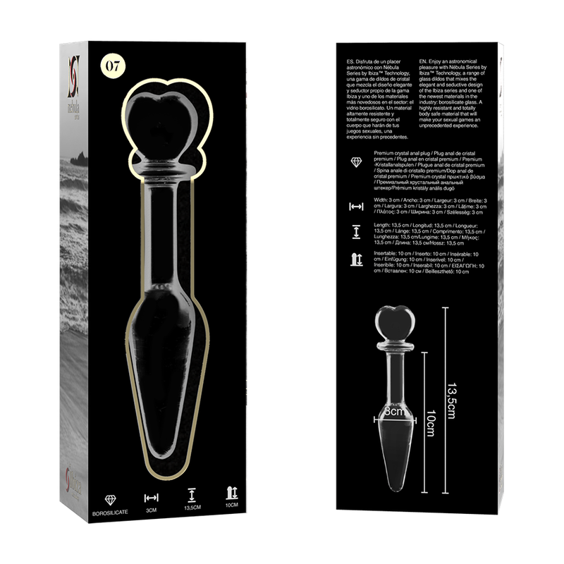 Nebula series by ibiza - modello 7 plug anale vetro borosilicato trasparente 13.5 cm -o- 3 cm