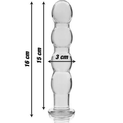 Nebula series by ibiza - modello 10 dildo in vetro borosilicato trasparente 16.5 cm -o- 3.5 cm