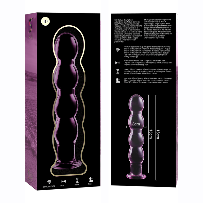 Nebula series by ibiza - modello 10 dildo in vetro borosilicato rosa 16.5 cm -o- 3.5 cm
