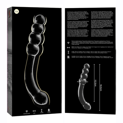 Nebula series by ibiza - modello 14 dildo in vetro borosilicato trasparente 18.5 cm -o- 3 cm