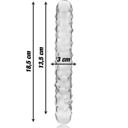 Nebula series by ibiza - modello 15 dildo in vetro borosilicato trasparente 18.5 cm -o- 3 cm