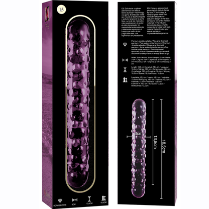 Nebula series by ibiza - modello 15 dildo in vetro borosilicato rosa 18.5 cm -o- 3 cm