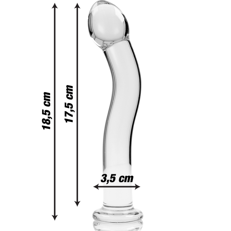 Nebula series by ibiza - modello 18 dildo in vetro borosilicato trasparente 18.5 cm -o- 3.5 cm