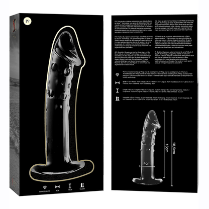 Nebula series by ibiza - modello 19 dildo in vetro borosilicato trasparente 18.5 cm -o- 4 cm