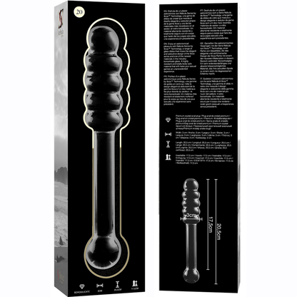 Nebula series by ibiza - modello 20 dildo in vetro borosilicato trasparente 20.5 cm -o- 3 cm