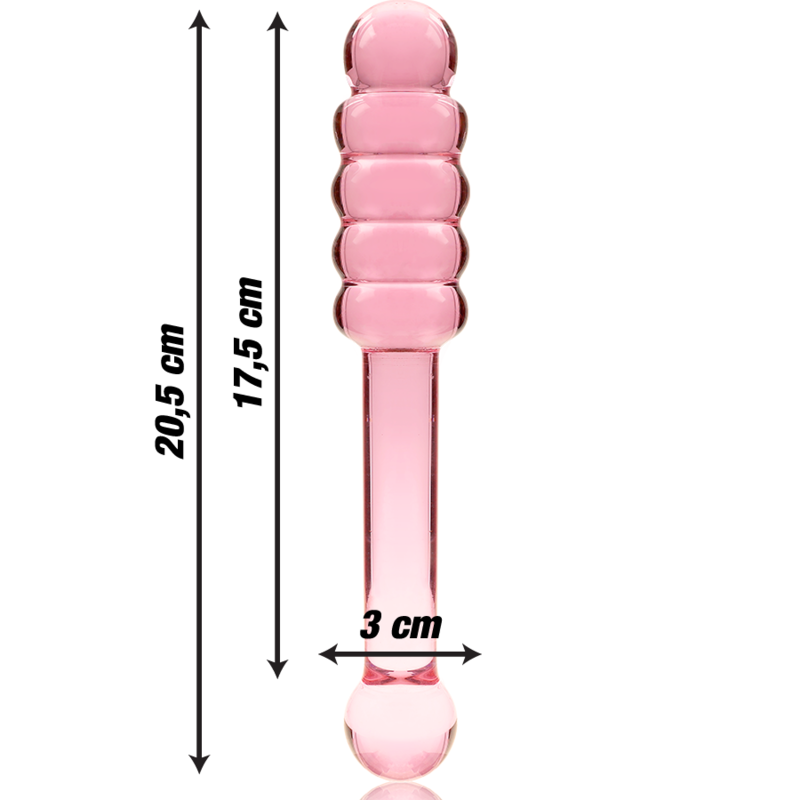 Nebula series by ibiza - modello 20 dildo in vetro borosilicato rosa 20.5 cm -o- 3 cm