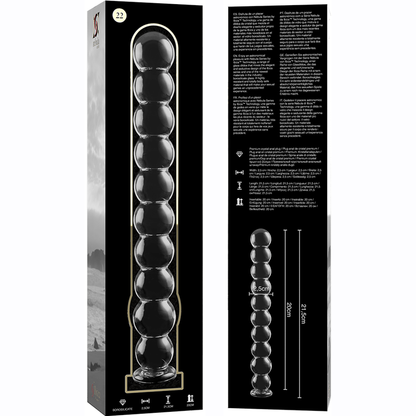Nebula series by ibiza - modello 22 dildo in vetro borosilicato trasparente 21.5 cm -o- 2.5 cm