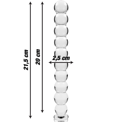 Nebula series by ibiza - modello 22 dildo in vetro borosilicato trasparente 21.5 cm -o- 2.5 cm