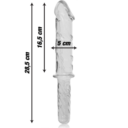 Nebula series by ibiza - modello 24 dildo in vetro borosilicato trasparente 28.5 cm -o- 5 cm