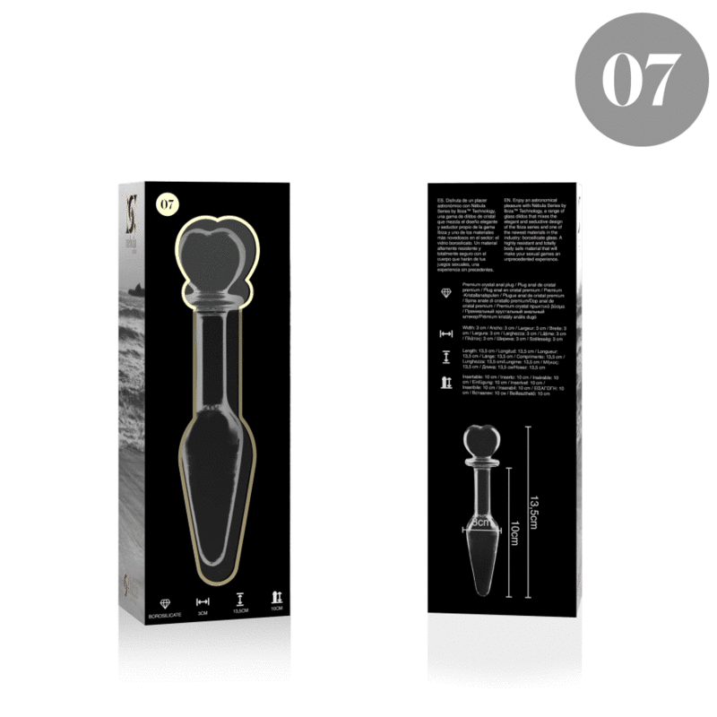 Nebula series by ibiza - modello 7 plug anale vetro borosilicato trasparente 13.5 cm -o- 3 cm