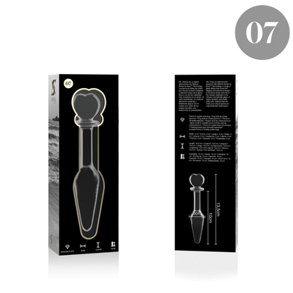 Nebula series by ibiza - modello 7 plug anale vetro borosilicato trasparente 13.5 cm -o- 3 cm