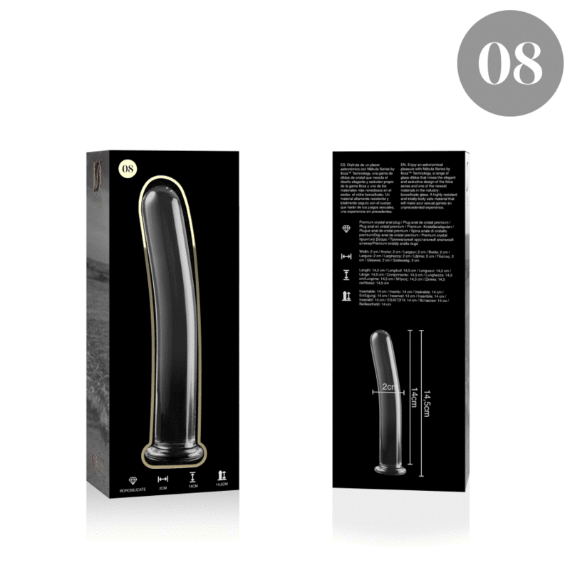 Nebula series by ibiza - modello 8 dildo in vetro borosilicato trasparente 14.5 cm -o- 2 cm