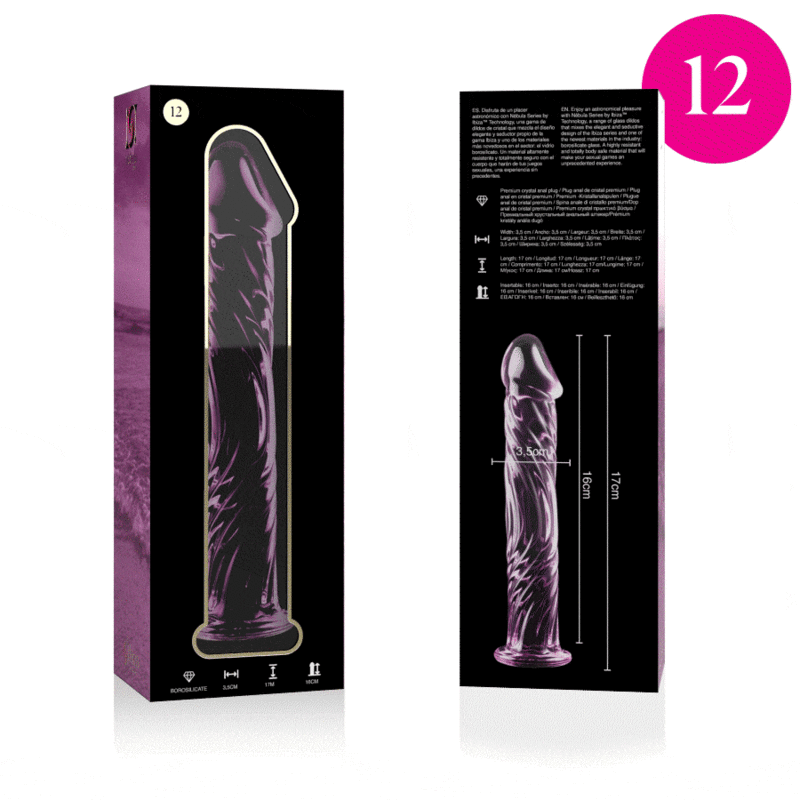Nebula series by ibiza - modello 12 dildo in vetro borosilicato rosa 17 cm -o- 3.5 cm