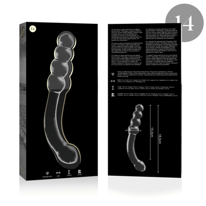 Nebula series by ibiza - modello 14 dildo in vetro borosilicato trasparente 18.5 cm -o- 3 cm