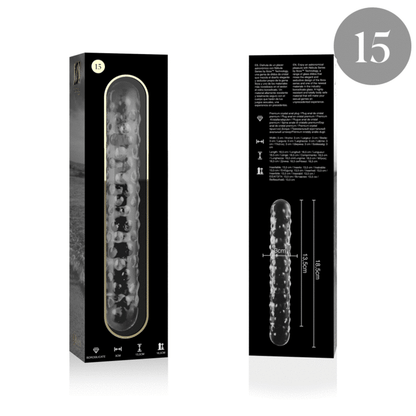Nebula series by ibiza - modello 15 dildo in vetro borosilicato trasparente 18.5 cm -o- 3 cm