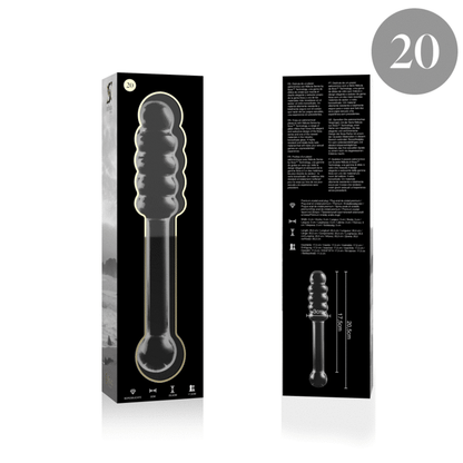 Nebula series by ibiza - modello 20 dildo in vetro borosilicato trasparente 20.5 cm -o- 3 cm