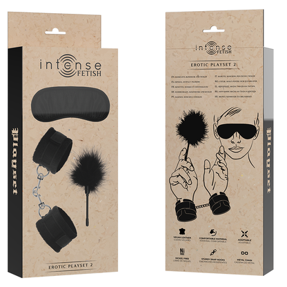 INTENSE - FETISH PLAYSET ÉROTIQUE 2 AVEC MENOTTES, BANDEAU ET PLUMEAU